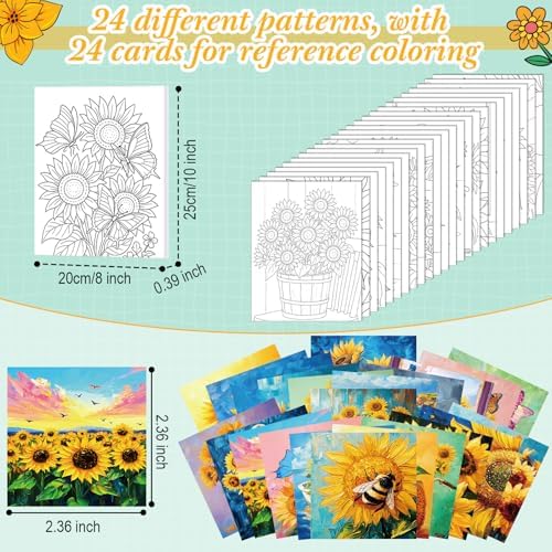 Sherr 24 Pcs Pre Drawn Canvas for Adult, Sunflower, 8 x 10 Inch - Image 3