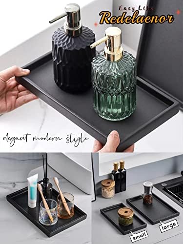 Ceramic Makeup Tray Redelaenor, Black Bathroom Accessories Holder for Kitchen Sink Organizer and Home Decorative Tray Rectangle Small Bathroom Sink Trays for Counter - Image 5