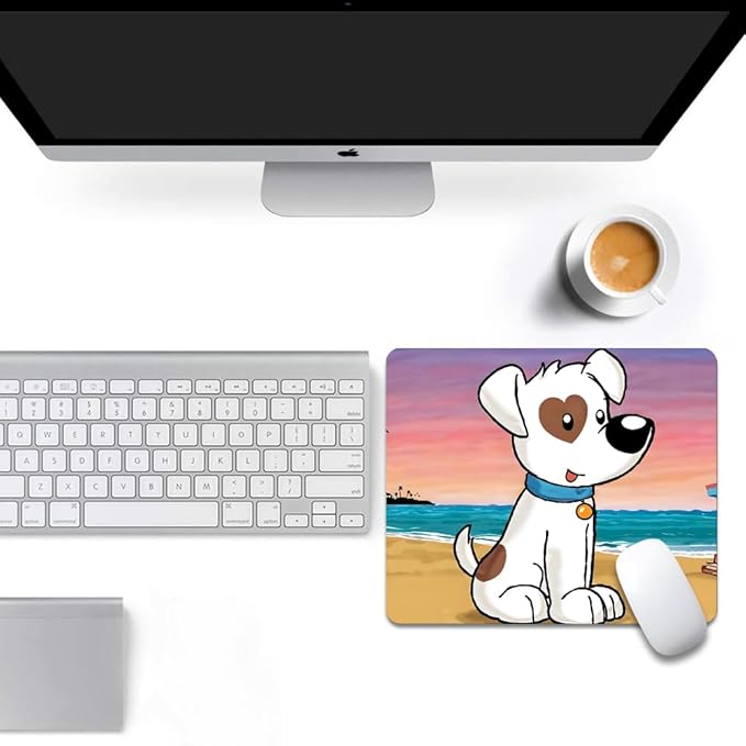 White Dog Texture Mouse pad, Square Waterproof and Anti Slip Mouse pad for Office laptops