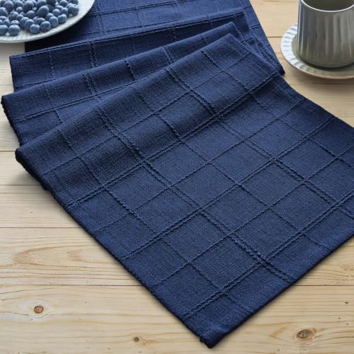 ZeeMart Linen Checked Farmhouse Table Runner, 13x90 Inches Navy Blue by ZEEMARTONLINE