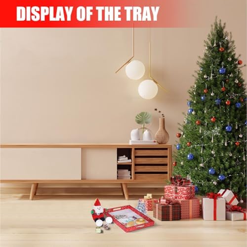 Christmas Decoration Serving Tray with Handels Decorative Tray Coffee Table Serving Platter Thanksgiving Tray - Breakfast Drinks Liquor Snowman(Red) - Image 5