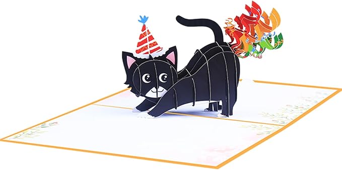 Funny Cat Pop Up Birthday Card, Funny 3D Birthday Cards for Adults and Kids with Envelopes, Handmade Gifts for Cat Mom, Dad, Friend and Every Cat Lover