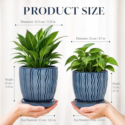 Ceramic Plant Pots, Modern Flower Pots, Small Plant Pots 4.5+5.5inch - Image 5