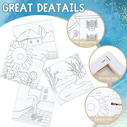 Honoson 6 Pcs 6 Inch Pre Drawn Outline Canvas Paint Kit with Pictures for Adults Paint Party Stretched Canvas Art Boards Set for Adult Beginner(Classic Style) - Image 3