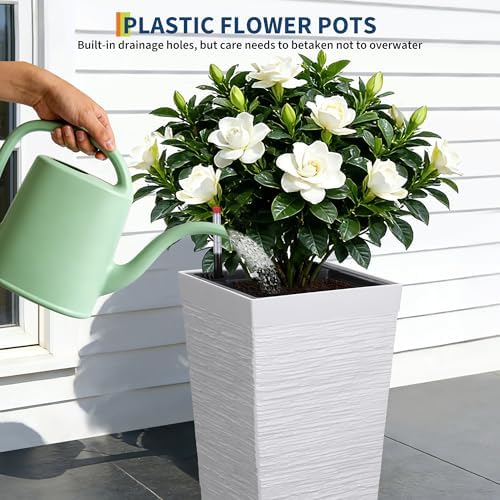 Garvee 22.5" Tall Outdoor Planters Set of 2, Self Watering Tall Planters - Image 5
