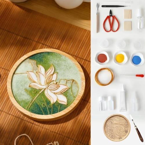 DIY Coaster Craft Kits, Cloisonne Filigree Enamel Art Painting Crafts Coasters Starter Kit, DIY Craft Coasters Supplies for Adults, Hobby for Adults Women Elderly, Handmade Home Decor Gifts by Unknown