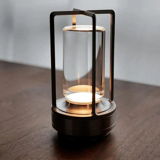 Klarako Crystal Lantern Lamp – Modern Cordless Rechargeable Bedside & Outdoor Light, Portable Wireless Lamp – Dimmable Touch Control – Luxury Living Room & Hotel-Style Lighting (Black, 1-Pack)