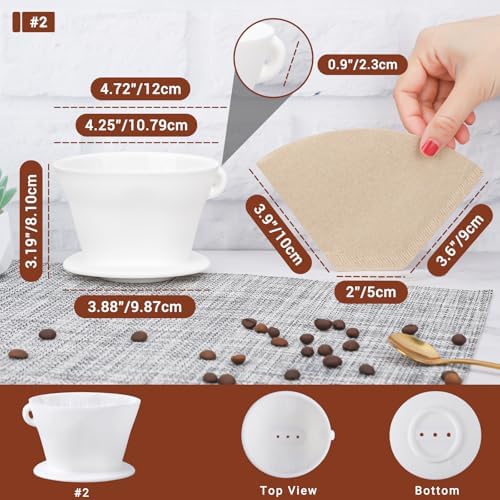 Segarty Camping Coffee Dripper Set, Collapsible White Silicone Coffee Maker with 200PCS Disposable Coffee Filter Cone Paper, Single Serve Dripping Brewer for Travel Backpacking - Image 2