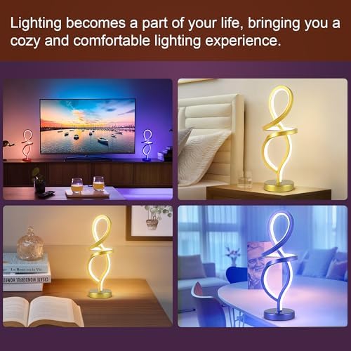 RGB Modern Small Table Lamp with LED Spiral Design, 15W Nightstand Lamp - Image 4