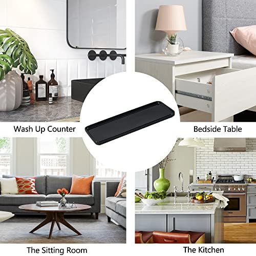 Black Ceramic Vanity Tray, Small Rectangle Tray, Counter Tray for Kitchen Sink, Marble Bathroom Tray, Organizer for Candle, Soap, Jewelry, Perfume, Towel Holder for Decoration Bedroom(Large) - Image 7