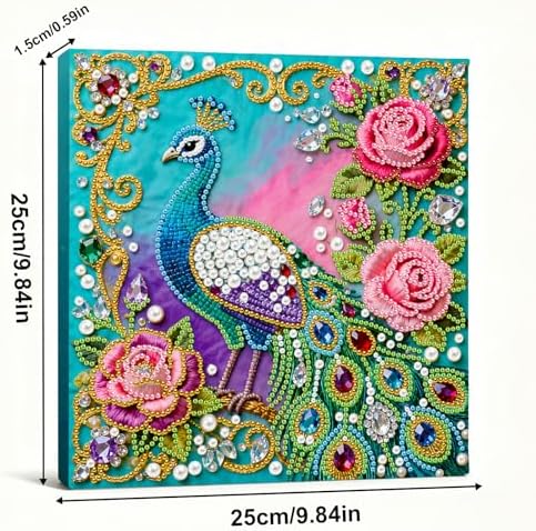 Xylzzuit Pearl Painting Kit with Frame 9.84x9.84IN Colorful DIY Gemstone Pearls Beads Art Craft for Adults Home Desktop Wall Decor (Peafowl) - Image 3
