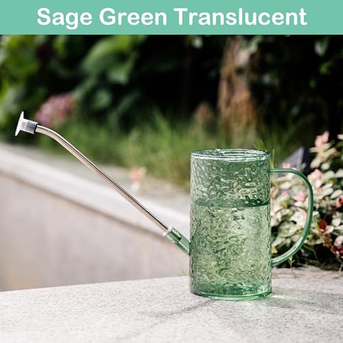 Small Watering Can for Indoor Plants - 34oz Leakproof Lightweight Pot with Long Spout & Bonus Shower Head, Indoor Watering Can for House Plants in Sage Green - Image 5