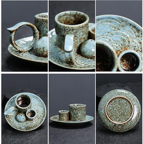 4 in 1 Ceramic Incense Burner Holder with Handle for Burning Sage, Palo Santo Stick, Joss Sticks, Candle in Your New House, Office, Yoga, Meditation Room (Speckled Blue) - Image 4