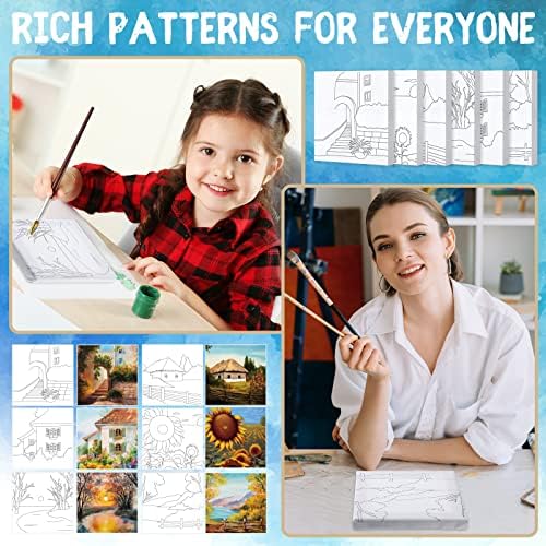 Honoson 6 Pcs 6 Inch Pre Drawn Outline Canvas Paint Kit with Pictures for Adults Paint Party Stretched Canvas Art Boards Set for Adult Beginner(Classic Style) - Image 4