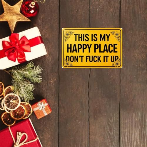 Vintage Happy Place Metal Sign,Retro Funny Home Tin Sign,Wall Aesthetics for Bar Pub Club Cafe Living Room Kitchen Restaurant Shop Office,8x12 Inches (Happy Place-02) - Image 2