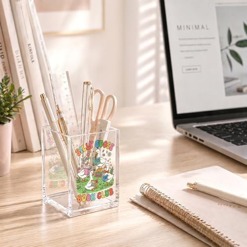 Funny Silly Goose Book Club Acrylic Pencil Holder Cup for Reader - Image 4