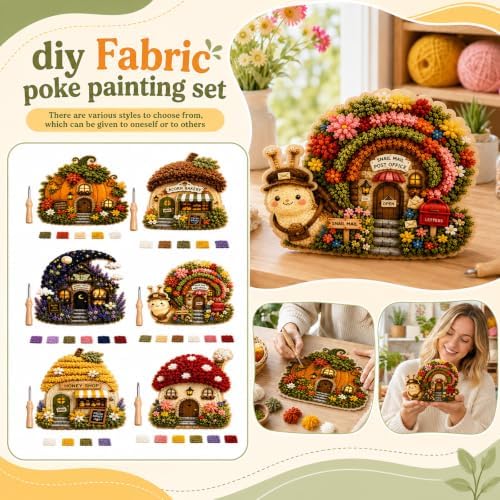 WANZZXCSL Whimsical Village 3D Fabric Poke Art Kit, Floral Cottage, Creative Craft Set, Flowers Activity Fall Gift Home Decor Craft for Adult Beginner Handmade Hobby Gift，Acorn Bakery - Image 2
