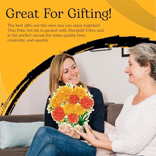 Unwynd Poke Art Marigold Flower Bouquet Kit for Adults, Women and Teens - Image 6