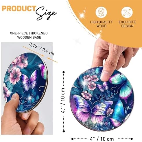 8 pcs Diamond Painting Coasters | Diamond Art Coasters | Blue Butterfly Diamond Art Painting | Perfect Art Craft Gift for Butterfly Lover, Dad, Mom, Grandparents, Brother, Sister. - Image 4