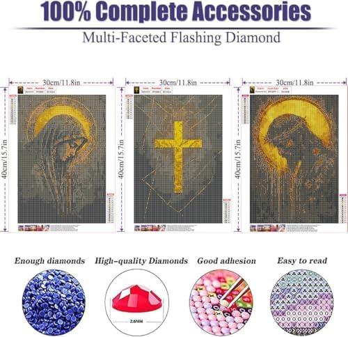 3 pack Jesus and the Virgin Mary Diamond Art Kits，Diamond Painting Kit - Image 5