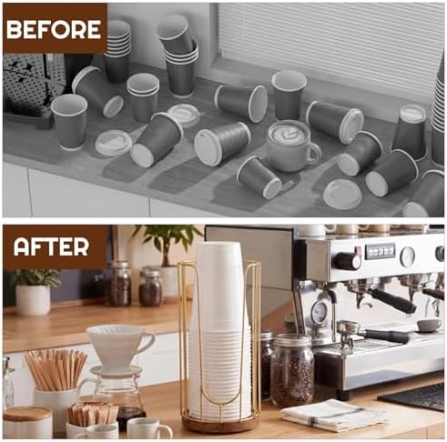 Geelin 18oz Adjustable Coffee Cup and Lid Dispenser with Wooden Base - Image 5