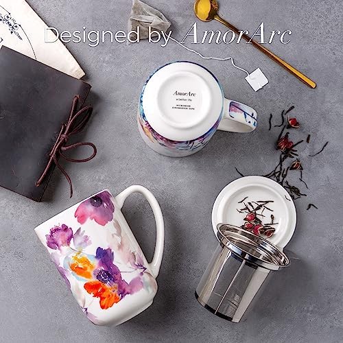 AmorArc Tea Cup With Infuser and Lid, 18oz Loose Leaf Tea Mug With Steeper - Image 4