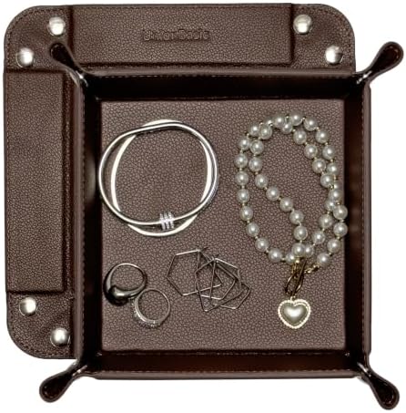 UnionBasic Small Jewelry Tray for Rings Watches Earrings, Entryway Catchall Caddy for Coins Keys Change, Nightstand Bedside Valet Holder, Trays for Electronic Gadgets, Coffee by UnionBasic