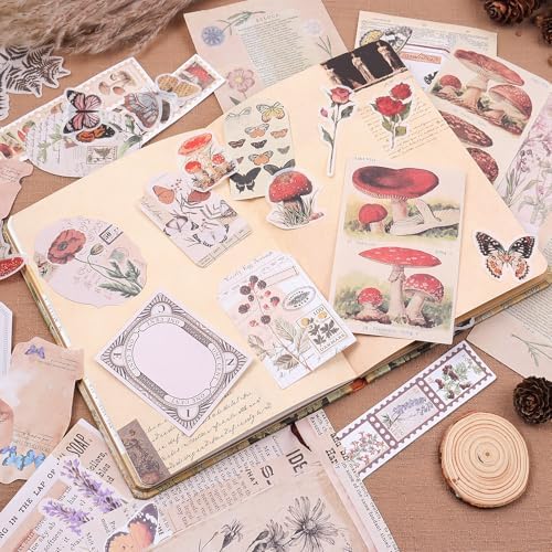 Huoberr Vintage Scrapbook Supplies Pack (200 Pieces) for Junk Journal Bullet Journals Planners Botanical Paper Stickers Craft Kits Aesthetic Cottagecore Collage Album - Image 4