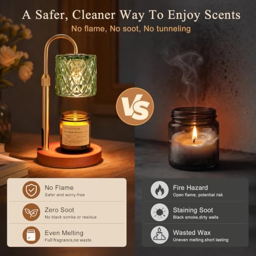 Candle Warmer Lamp with Timer, Birthday Gifts for Women, Room Decor, Green - Image 4