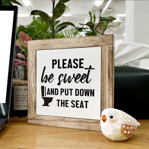 Wooden Box Signs for Home Decor, Funny Bathroom Sign, Please Be Sweet and Put Down the Seat Sign, Farmhouse Bathroom Decor Tabletop, Rustic Bathrooms Signs - Image 6