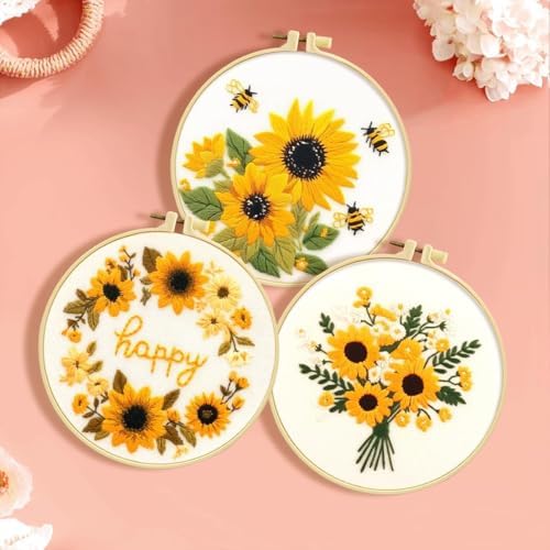Zhenqing Cross Stitch Kit for Beginners, Flower Pattern and Butterfly Design, Stamped Embroidery Set (Flower Bee) by ZhenqingHomeFlagship