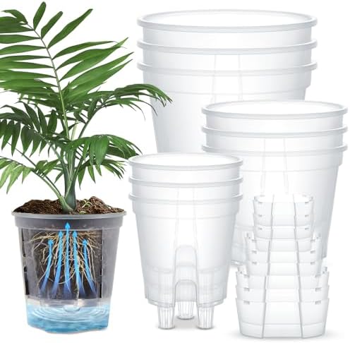 Wonderjune Self Watering Planter, 4.72'', 5.91'', 7.09'', Clear, 9 Pcs by Wonderjune