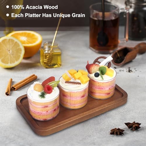 Acacia Wood Serving Trays Charcuterie Board Cheese Platter Wooden Plates - Image 3