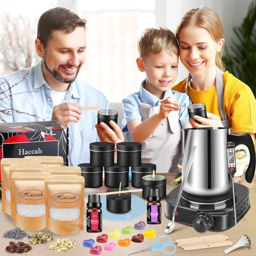 Haccah Complete Candle Making Kit with Wax Melter,Candle Making Supplies,DIY Arts&Crafts Kits Gift for Kids,Beginners,Adults,Including Soy Wax, Electronic Stove,Wicks,Rich Scents,Centering Devices,Et - Image 3