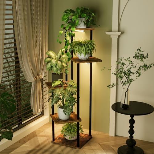 Bamworld Plant Stand Indoor with Grow Light 5 Tier Corner Plant Shelf - Image 2