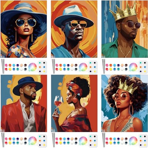 Dinifee 6 Pack Pre Drawn Canvas Painting Kit 8x10 Stretched,Couple by Dinifee