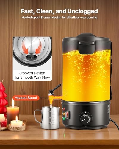 VEVOR 16 Lbs Wax Melter for Candle Making, Fast and Even Heating, with Easy Pour Spout and Temperature Control, Grooved Base for Non-Stick and Smooth Flow, Wax Melting Pot for Making Candles Soaps - Image 5