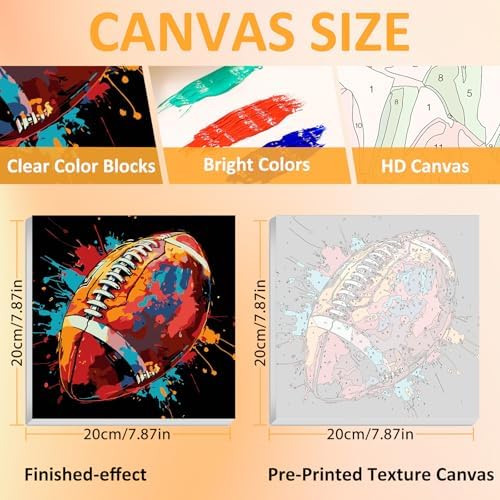 Mandun Football Paint by Numbers Kit for Kids, 8x8 inch - Image 2