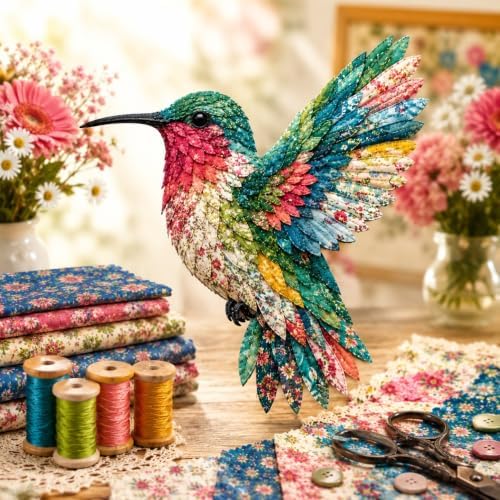 3D Patchwork Bird DIY Craft Kit, Home Wall Decor Gift, Stress Relief, Creative Handmade Art, Bird Design, Colorful, Delicate, Easy for Beginners, Unique Gift for Adults(Summer Garden Hummingbird) by Unknown