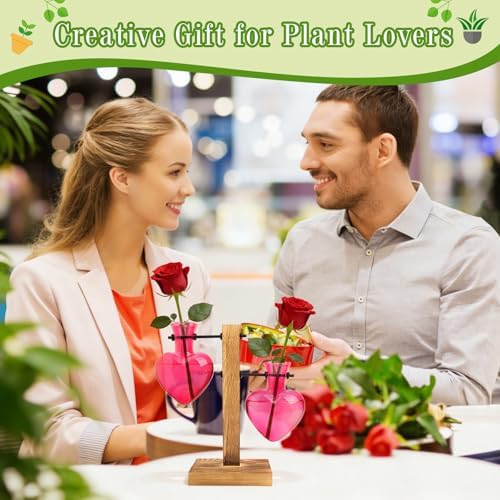 XXXFLOWER Plant Propagation Station Terrarium 2 Pink Heart Shaped Vase - Image 3