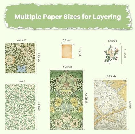 440PCS Vintage Scrapbook Supplies Kit – 360 Sheets Decorative Papers & 80Pcs Aesthetic Botanical Stickers, Retro Ephemera Pack for Journaling, Planners, DIY Collage - Image 5
