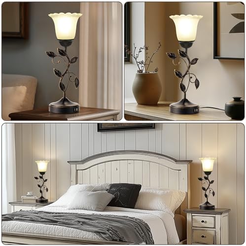 Set of 2 Touch Bedside Vintage Lamps with 2 USB C+A - Image 4
