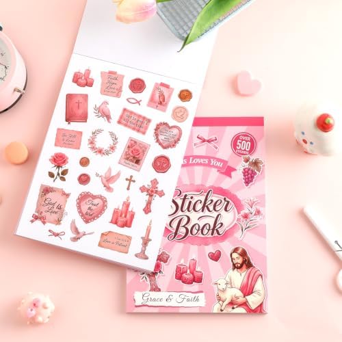 500+ Christian Stickers Book for Scrapbooking,Religious Bible Verse Sticker Book, Religious Scrapbook Journaling Planner, Bible Study Prayer Vision Board Supplies for Women - Image 2