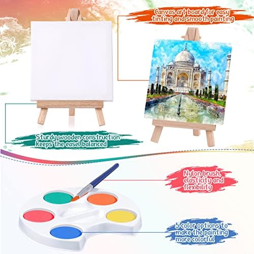 Crtiin 24 Set Mini Watercolor Paint Kit with 4x4 Canvas Easel Brush - Image 3