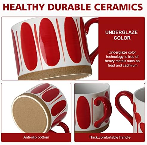 Koja Colorful Hand Painted Ceramic Mugs, 16 oz, Set of 4, Dishwasher Safe - Image 3