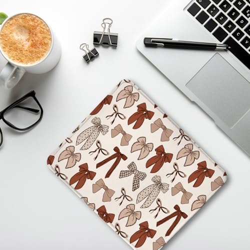 Coquette Neutral Bow Mouse Pad, Preppy Girly Brown Bow Aesthetic Mouse Pads for Wireless Mouse Computers Laptop Desk Accessories, Coquette Coquette Girly Neutral Office Supplies, 9.5x7.9 Inch - Image 4