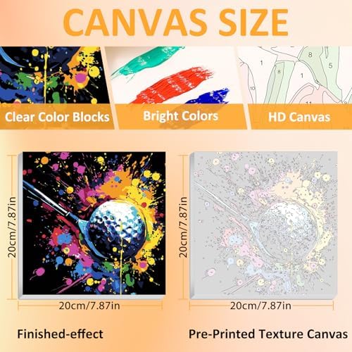 Golf Paint by Numbers Kit for Kids, 8x8 inch - Image 2