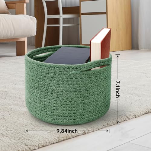 3 Pack Small Rope Storage Baskets, 9.82×9.82×7.1", Green - Image 4