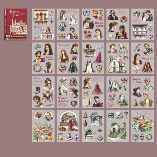 Alideco 20pcs Scrapbook Stickers Vintage Classic Literary Stories Sticker Book for Adults Sticker journaling Stickers for Scrapbooking (zhuliyedeyangtai) - Image 2