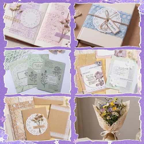 BESARME 140 Pcs Textured Scrapbook Paper & Lace Stickers Set - Image 5